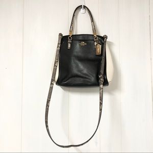 Coach Black & White Minetta Snakeskin Crossbody